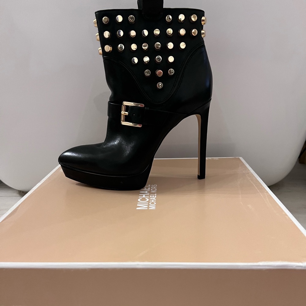 Michael Kors black bootie platform heels.